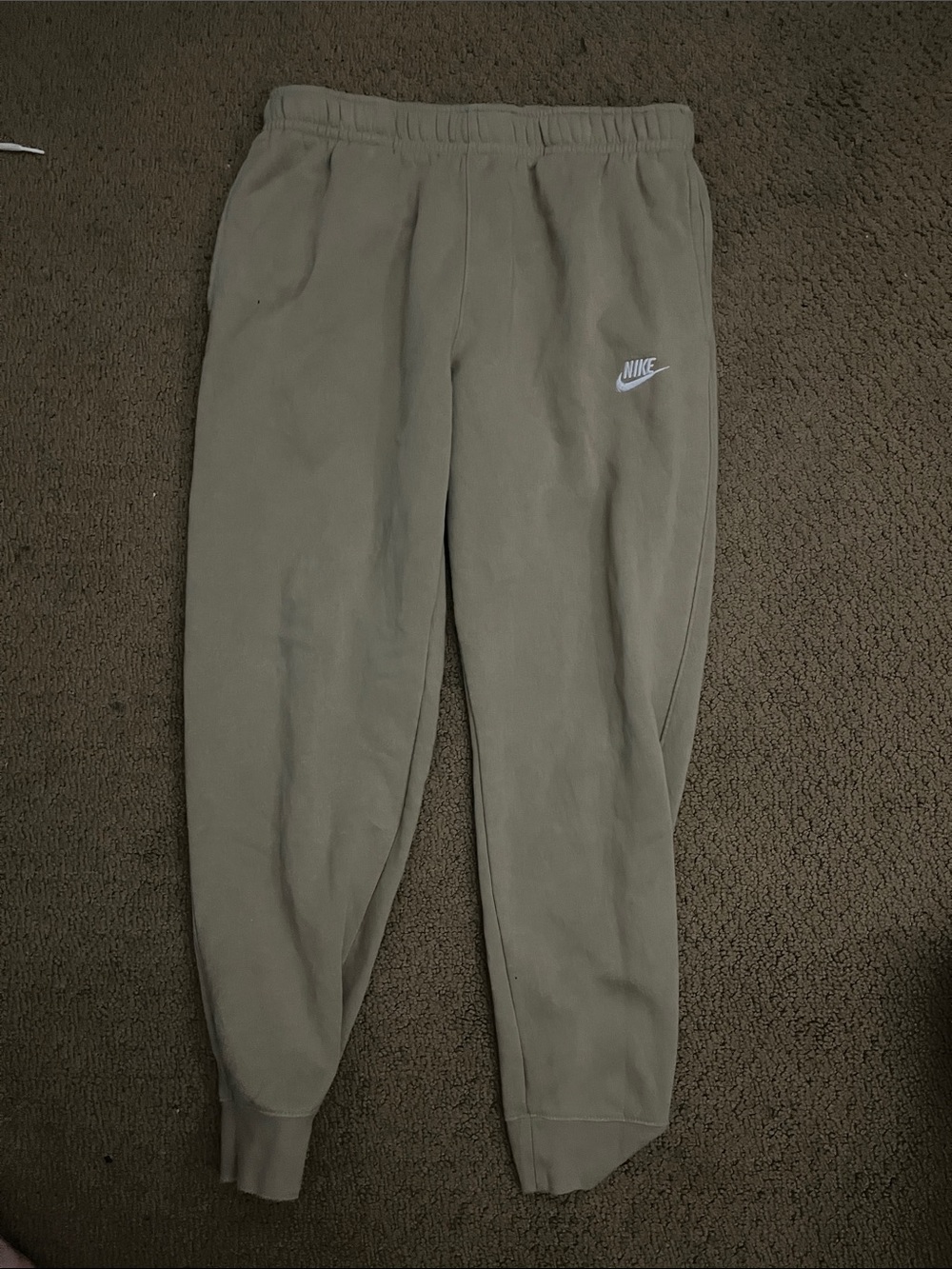 Nike Olive Green Sweatpants with White Swoosh